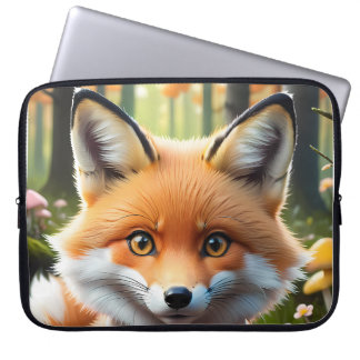 Cute Fox med en Grönt och Rosa båge Laptop Fodral