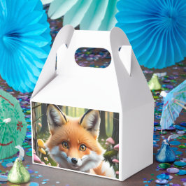 Cute Fox med en Grönt och Rosa båge Presentaskar
