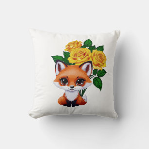 Cute Fox med Gul ros Kudde