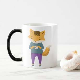Cute fox med kopp i te
