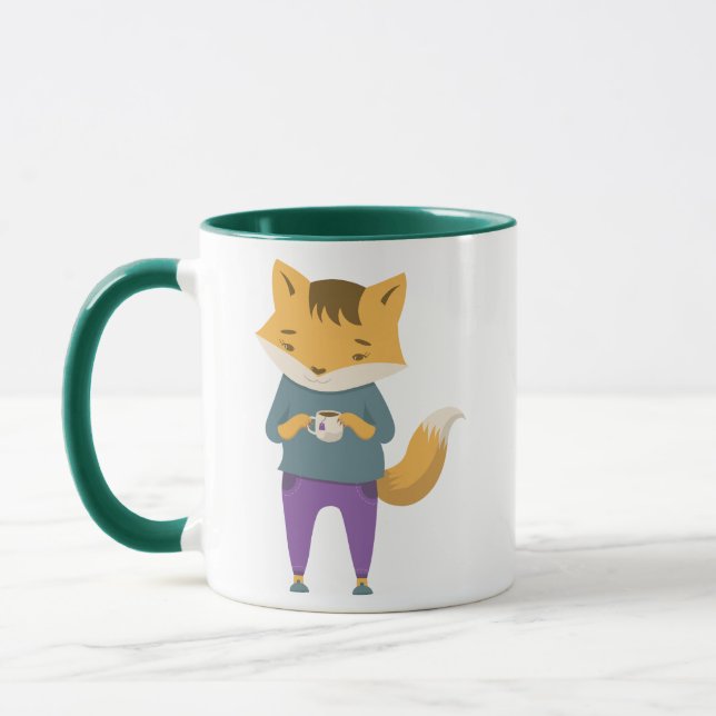 Cute fox med kopp i te (Vänster)