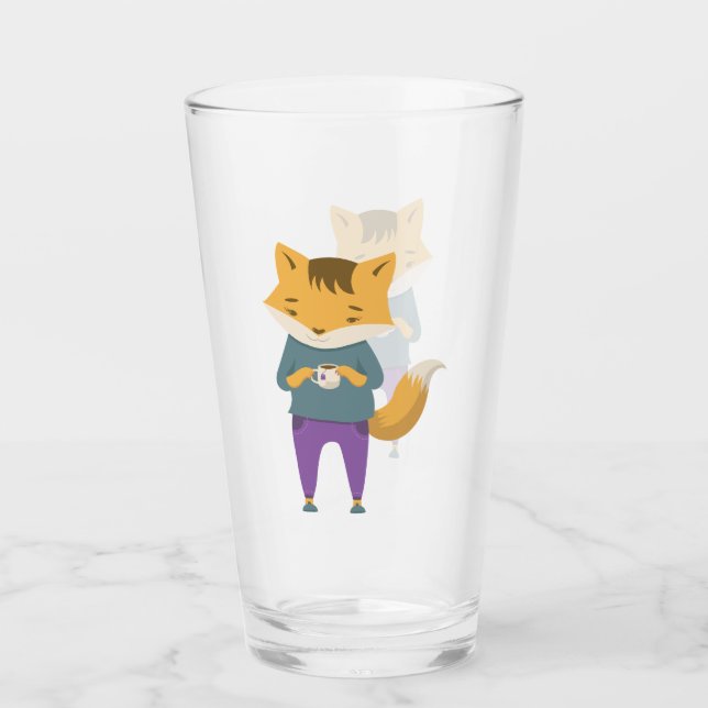 Cute fox med kopp i te (Framsida)