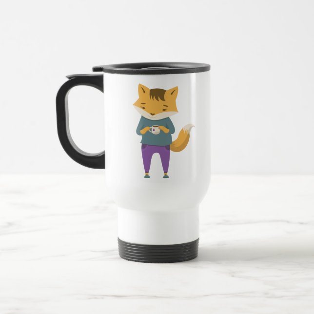 Cute fox med kopp i te (Vänster)
