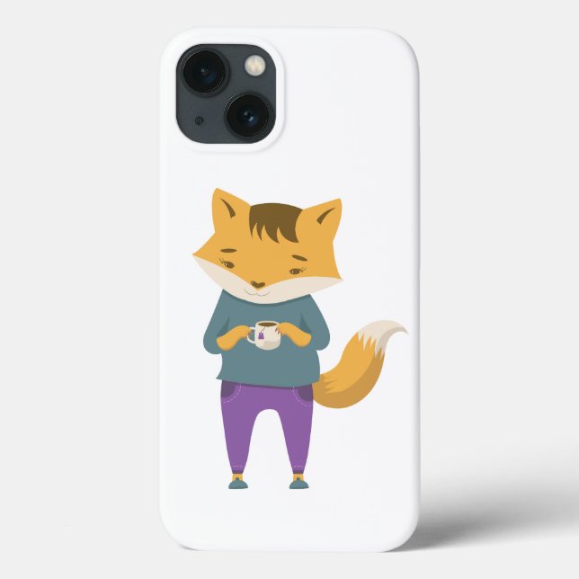 Cute fox med kopp i te (Baksida)