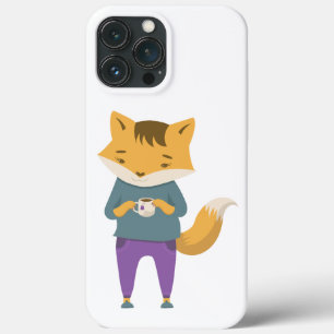 Cute fox med kopp i te