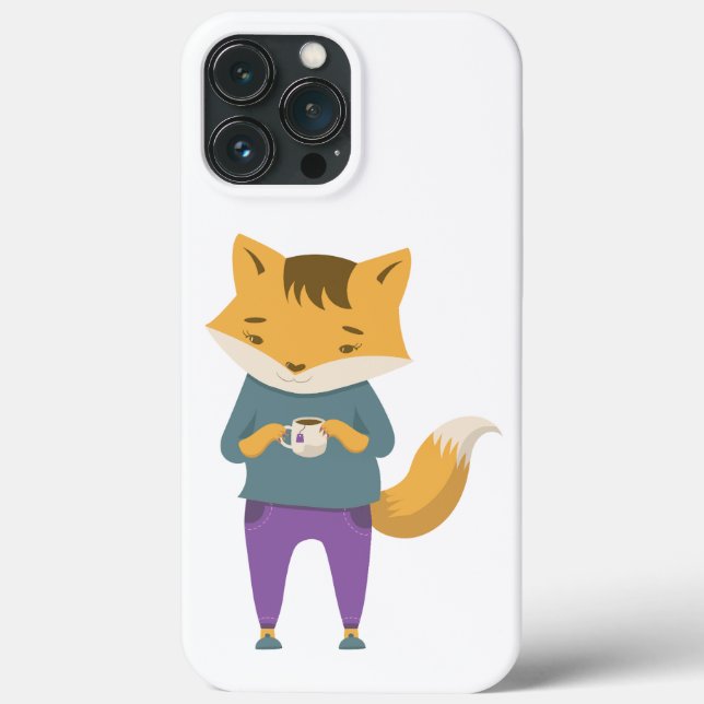 Cute fox med kopp i te (Baksida)
