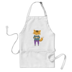Cute fox med kopp i te förkläde