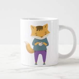 Cute fox med kopp i te jumbo mugg