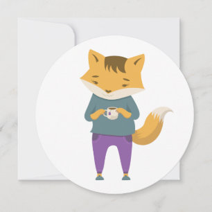 Cute fox med kopp i te meddelande