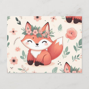 Cute fox med sömlös mönster helg vykort