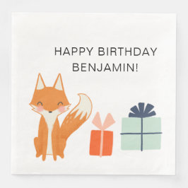 Cute Fox Modern Children's Party Pappersservett