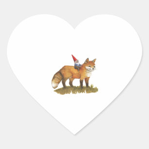 Cute Fox och hans vän Gnome Hjärtformat Klistermärke