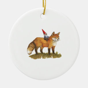 Cute Fox och hans vän Gnome Julgransprydnad Keramik