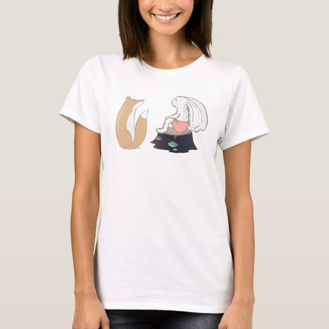 Cute Fox och kanin Illustration Tee (Framsida)