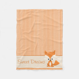 Cute Fox och Orange och Tan Rand| Personlig Fleecefilt