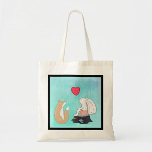 Cute Fox och Rabbit Woodland Creatures Teckning Tygkasse