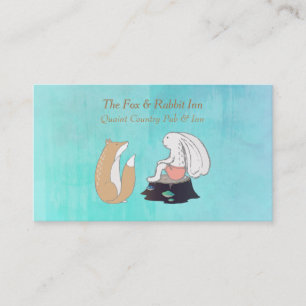 Cute Fox och Rabbit Woodland Creatures Teckning Visitkort