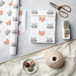Cute Fox och raccoon mönster. Skogsdjur Presentpapper