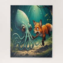 Cute Fox och Squid