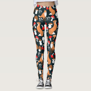 Cute Fox och svampar Leggings