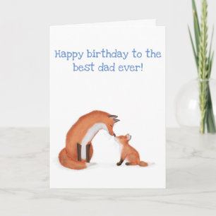 Cute Fox och unge-födelsedagskort för pappa Kort