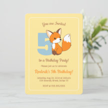 Cute Fox på Gult barn 5:e födelsedagen