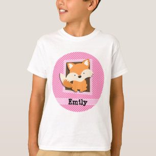 Cute Fox på Rosa & White Rand Tee