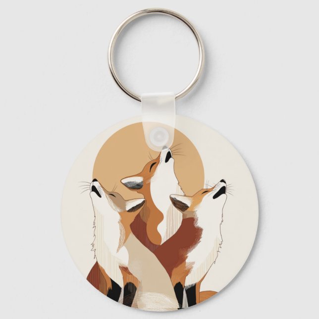 Cute Fox Pack Aesthetic Key Holder Nyckelring (Framsida)