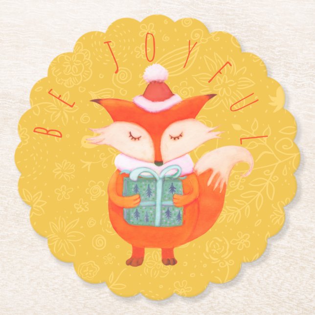 Cute Fox-Papprare Underlägg Papper (Framsida)