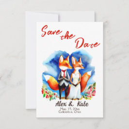 Cute Fox par Bröllop spara datum meddelande