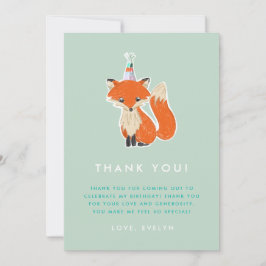 Cute Fox Party Hat Woodland Birthday Tack Kort