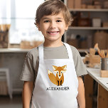 Cute Fox-Personlig Barnförkläde<br><div class="desc">Barnens apron för djur älskare har en söt foxillustration. Anpassa den med ditt barns namn i svart brev. Gör en underbar apron för pojkar eller flickor!</div>