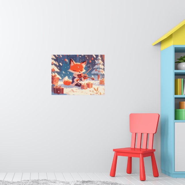 Cute Fox Playing Violin Poster (Barnkammare 1)