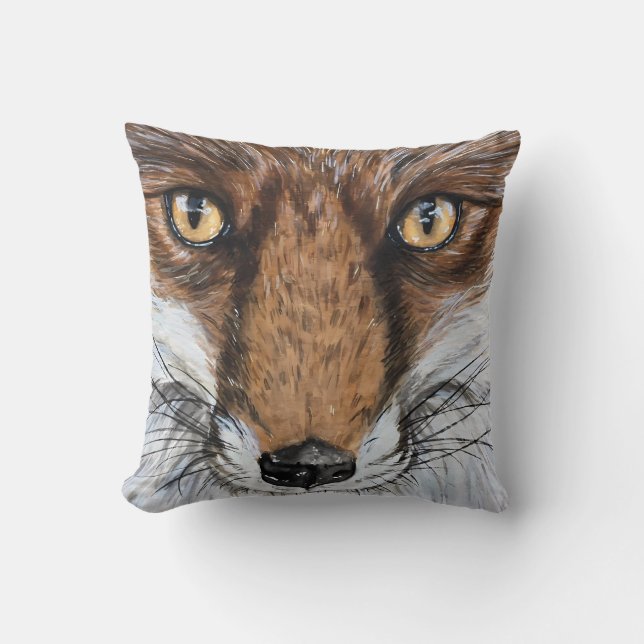 Cute Fox porträtt vattenfärg Kudde (Framsida)