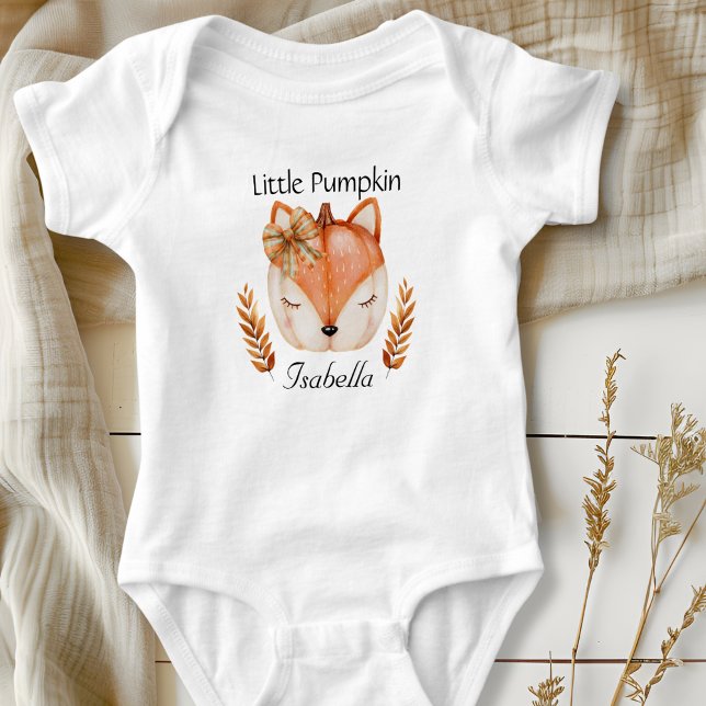 Cute Fox Pumpkin Baby Bodysuit T Shirt (Cute Pumpkin Fox Baby Bodysuit)