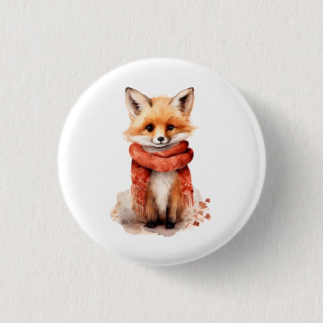 Cute Fox Pup in a Red Scarf Knapp (Framsida)