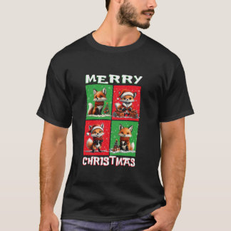 Cute Fox Santa Animals Älskare God jul Träd T Shirt