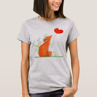 Cute Fox som håller en hjärtballong T Shirt