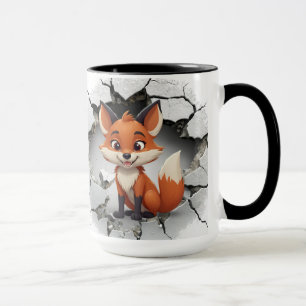 Cute Fox som kommer ut ur en krackad vägg Mugg