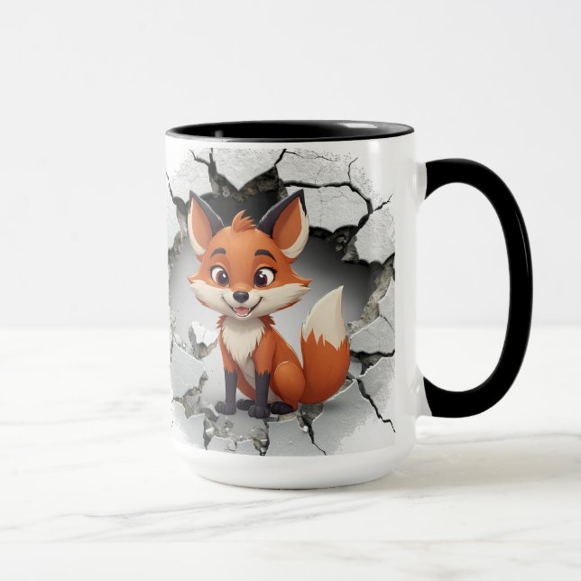 Cute Fox som kommer ut ur en krackad vägg Mugg (Höger)