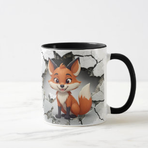 Cute Fox som kommer ut ur en krackad vägg Mugg