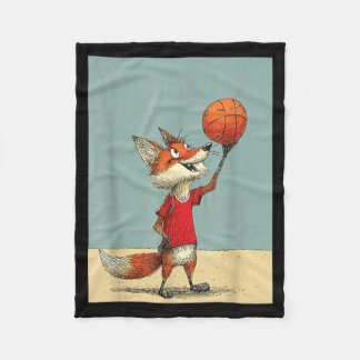 Cute Fox Sports Funny Basball Cartoon Design Fleecefilt