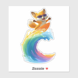 Cute Fox Sticker – Surfboard Wave Klistermärken