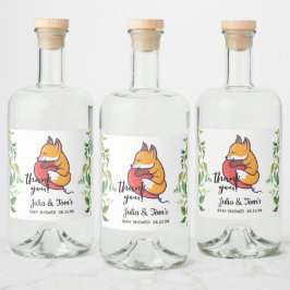 Cute Fox Tack Baby Shower Spritflaskor Etikett