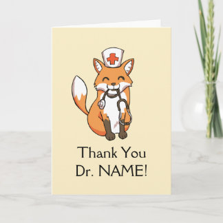 Cute Fox Teckning - tack för att du har Doktor-mal Kort