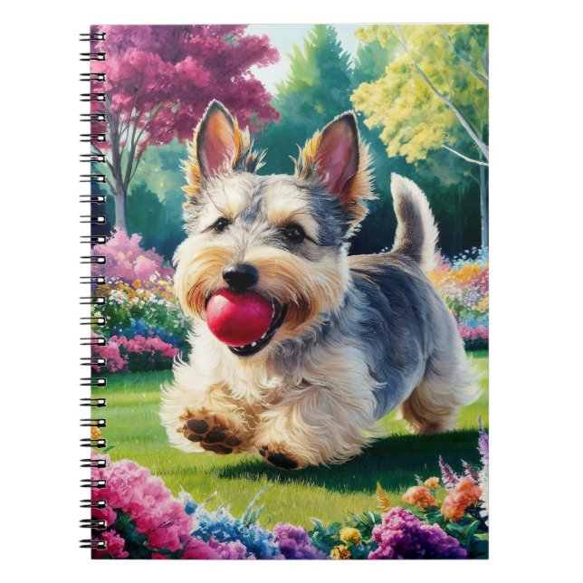 Cute Fox Terrier Chasing a Kite in Park Anteckningsbok (Framsidan)