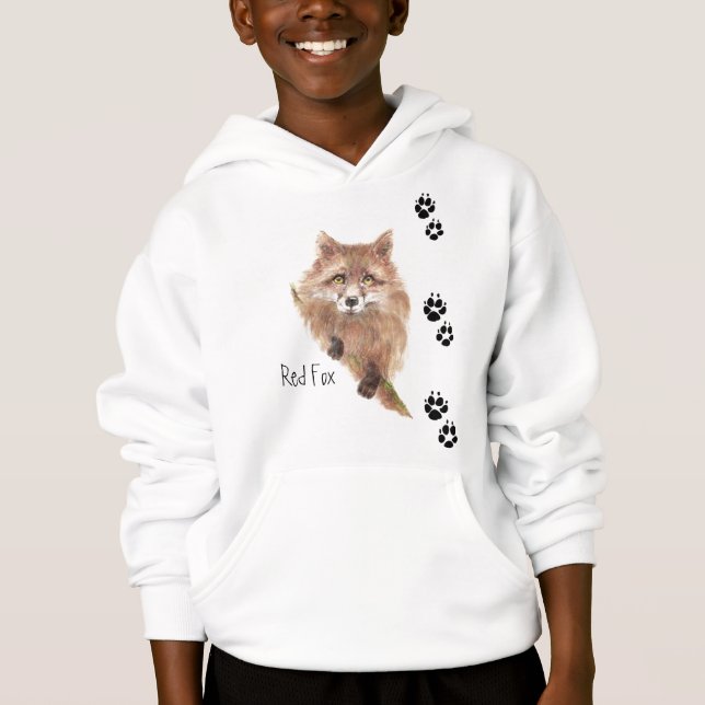 Cute Fox Tracks Animal Hoodie Tröja (Framsida)