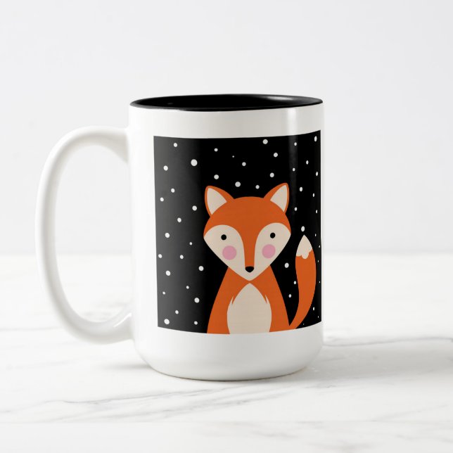 Cute Fox Två-Tonad Mugg (Vänster)