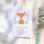 Cute Fox Unge Rustic Woodland Baby Shower Tack<br><div class="desc">Cute-tack-kort för en fox-temad babydusch. På framsidan av denna design finns en handritad räv unge som satt i grönt lövs med "Tack" i de rustiska huvudstäderna och dina babyduschdetaljer nedan. Lägg till ett litet handskrivet meddelande inuti korten för att göra den här tacksamma verkligen personlig! Matchningsobjekt som är tillgängliga i...</div>