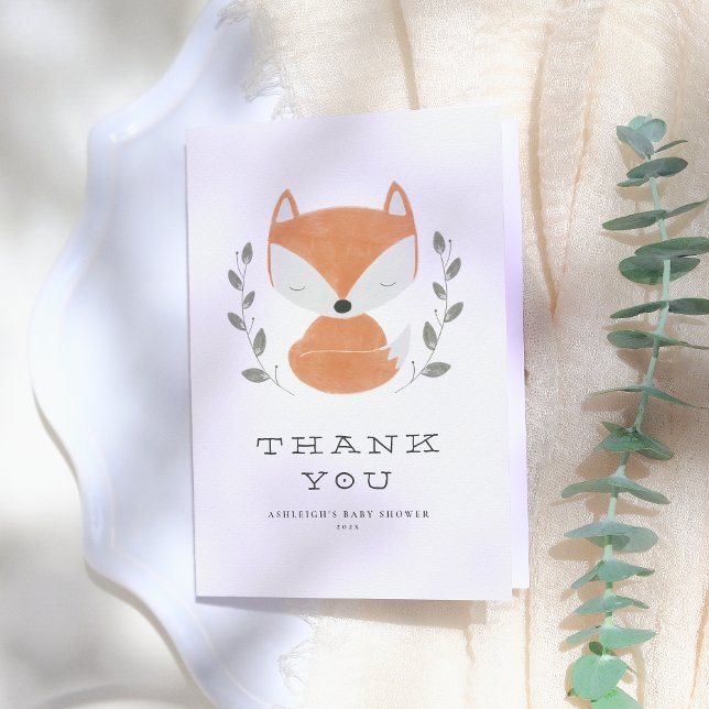 Cute Fox Unge Rustic Woodland Baby Shower Tack (Skapare uppladdad)